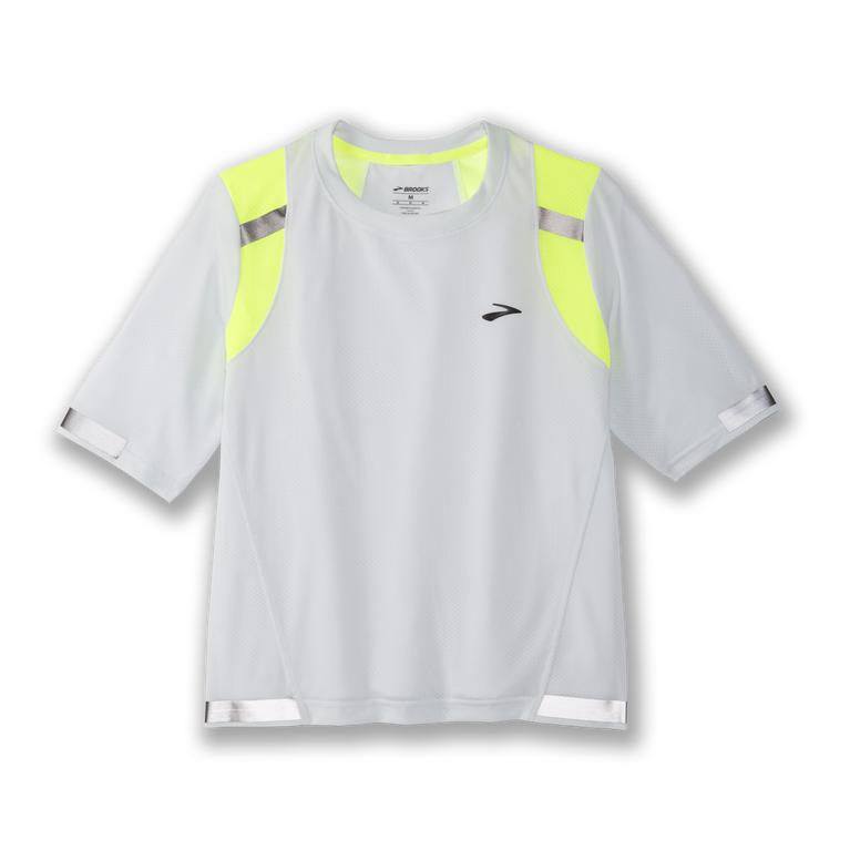 Brooks Carbonite Women's Short Sleeve Running Shirt - Icy Grey/Nightlife Jacquard/GreenYellow (73842